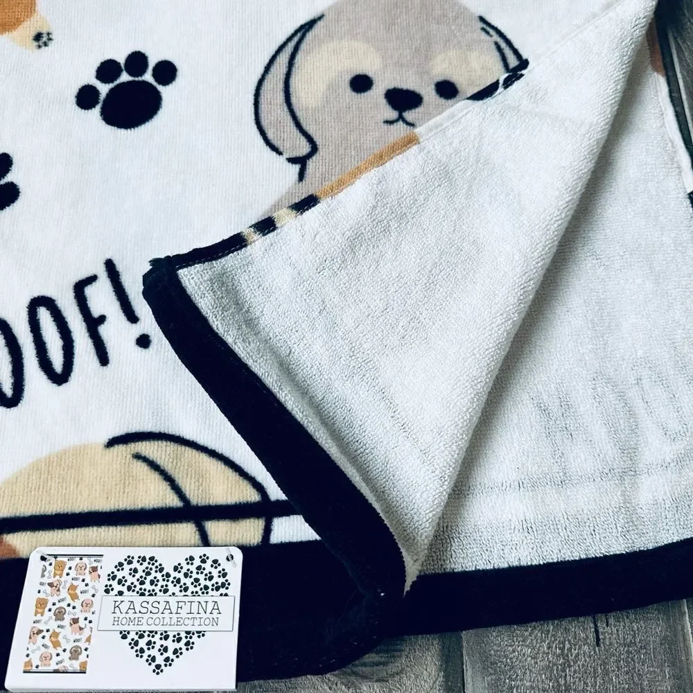 Woof! Puppy Dogs Bath Hand Towels Dog Paw Print Set